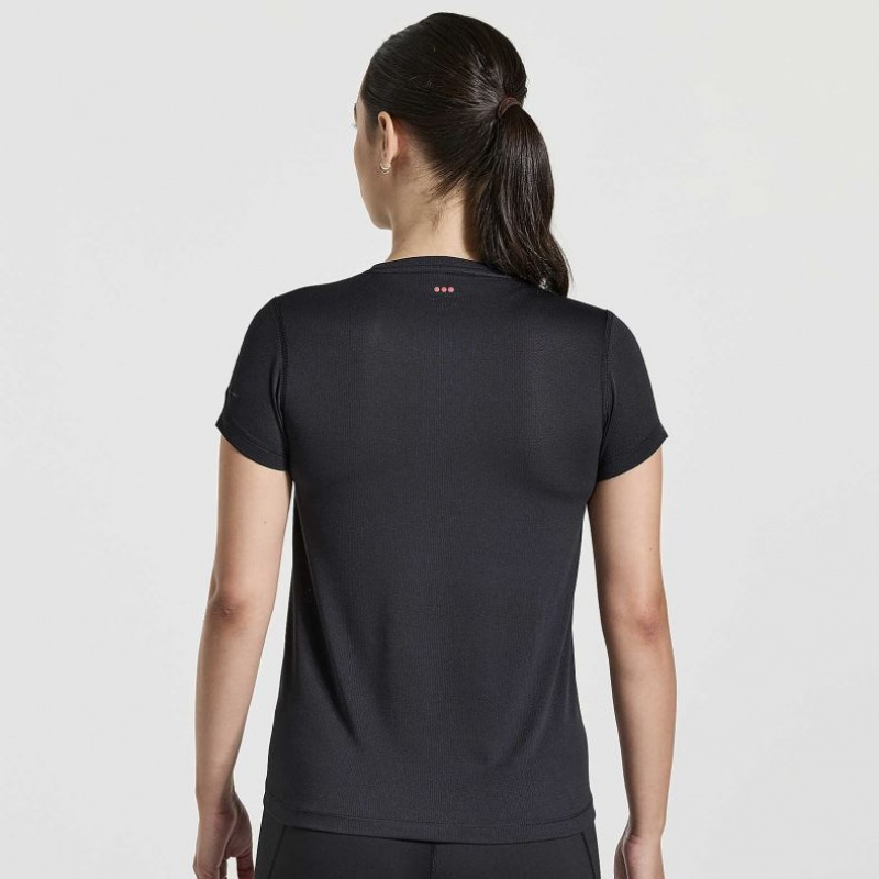 Saucony Stopwatch Graphic Kort Sleeve T-Skjorte Dame Svarte | NORGE EJORYX