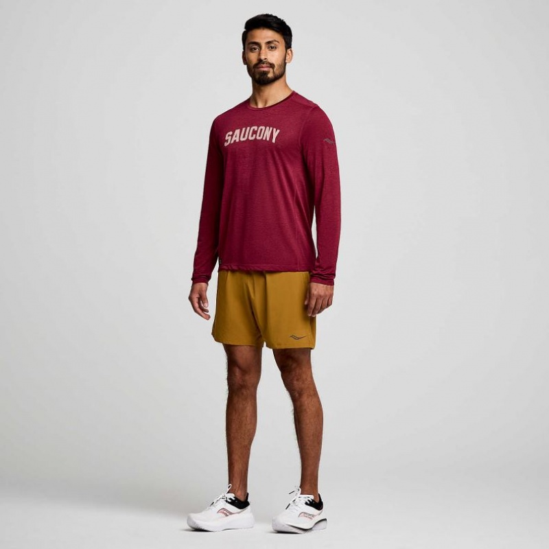 Saucony Stopwatch Graphic Long Sleeve T-Skjorte Herre Rød | OSLO LSHOGK