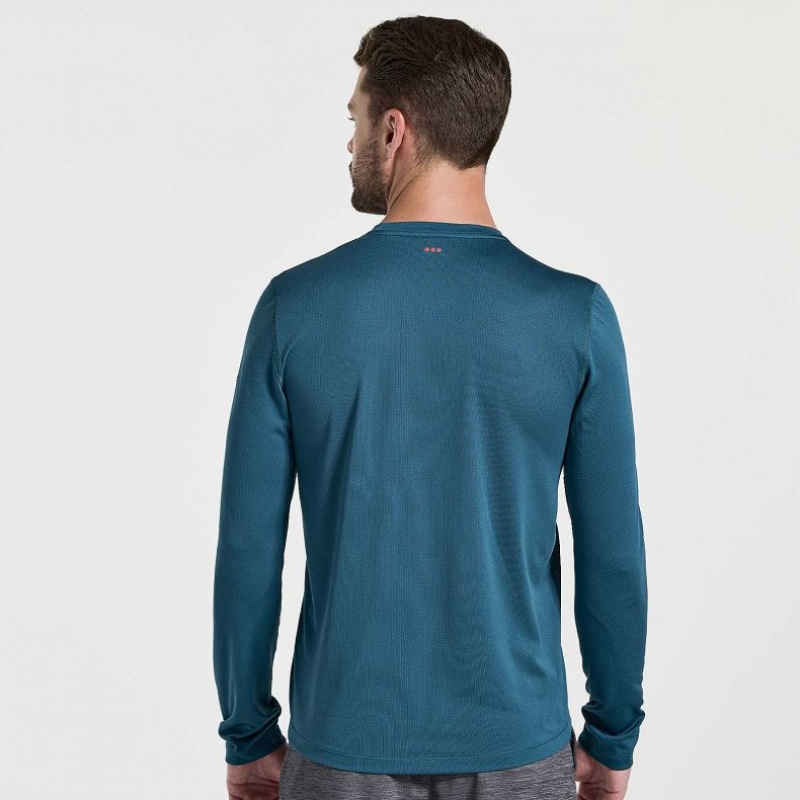 Saucony Stopwatch Graphic Long Sleeve T-Skjorte Herre Blå | OSLO ISVNXR