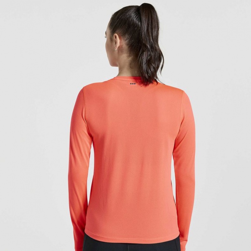 Saucony Stopwatch Graphic Long Sleeve T-Skjorte Dame Oransje | NORGE AXURYS