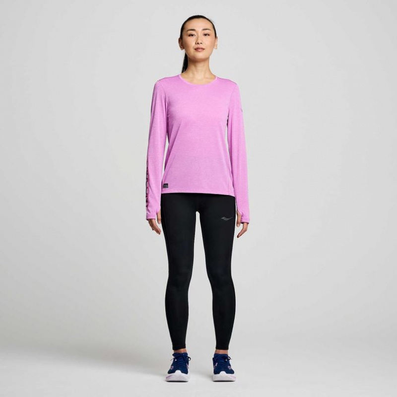 Saucony Stopwatch Graphic Long Sleeve T-Skjorte Dame Lilla | NORGE CEQGRK