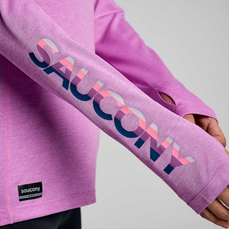 Saucony Stopwatch Graphic Long Sleeve T-Skjorte Dame Lilla | NORGE CEQGRK