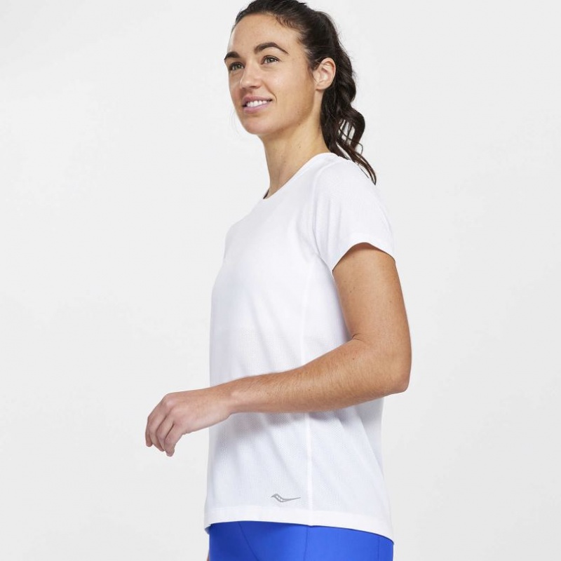 Saucony Stopwatch Kort Sleeve T-Skjorte Dame Hvite | NORGE NUGYPR