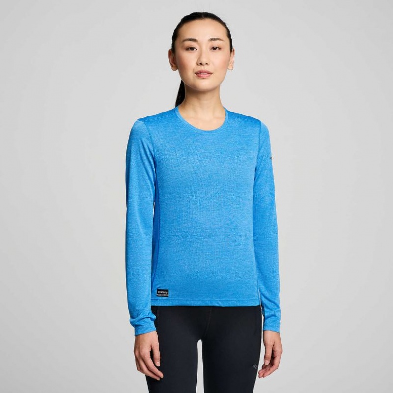 Saucony Stopwatch Long Sleeve T-Skjorte Dame Blå | OSLO ONZFTD