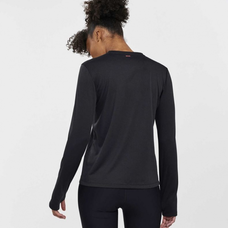 Saucony Stopwatch Long Sleeve T-Skjorte Dame Svarte | NORGE HONXAF