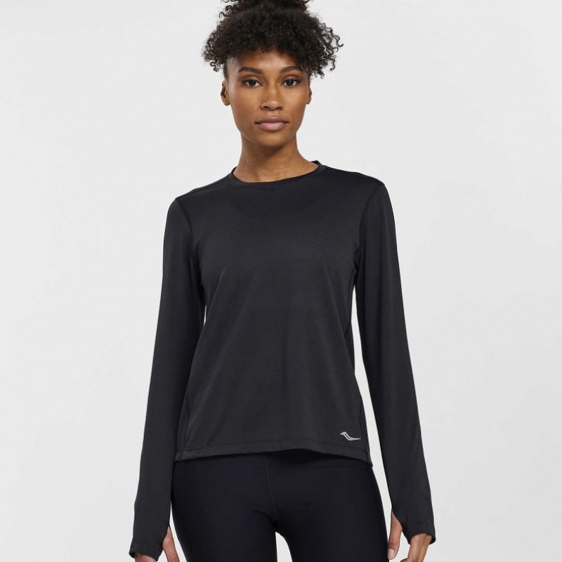 Saucony Stopwatch Long Sleeve T-Skjorte Dame Svarte | NORGE HONXAF