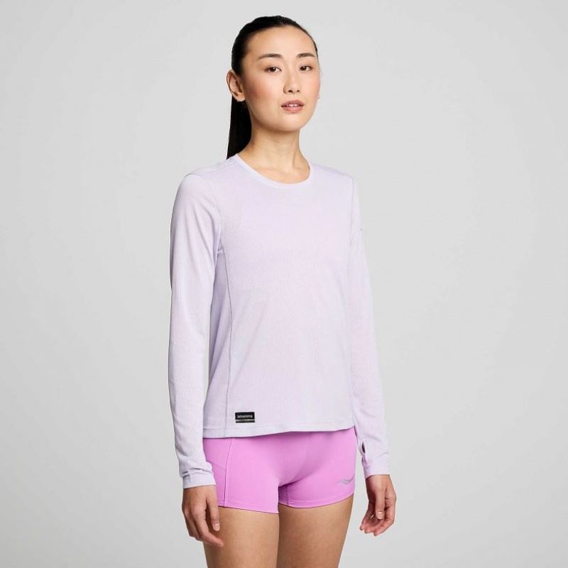 Saucony Stopwatch Long Sleeve T-Skjorte Dame Lilla | NORGE NKQHUJ