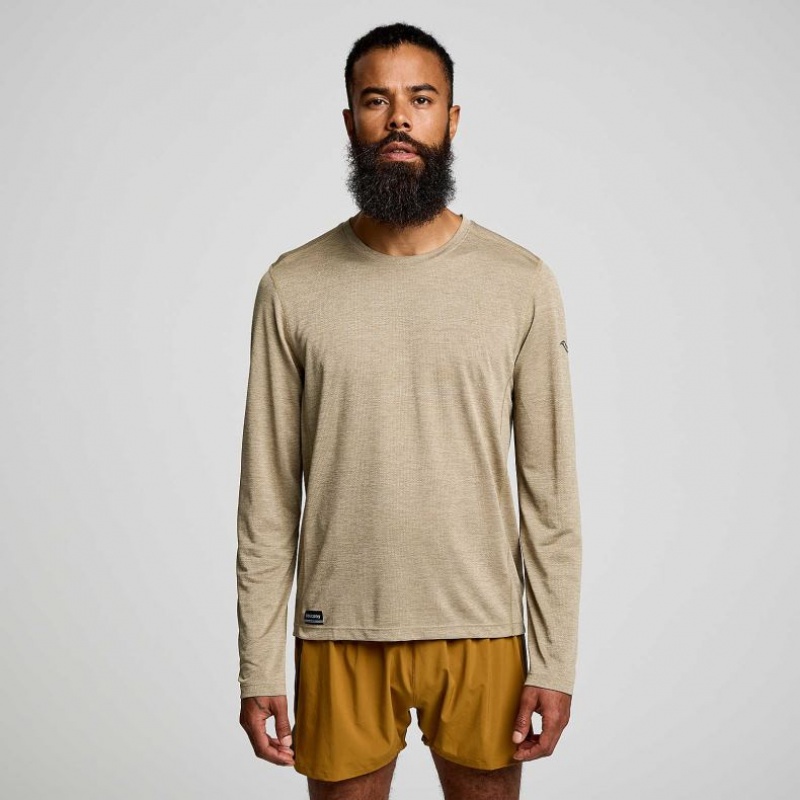 Saucony Stopwatch Long Sleeve T-Skjorte Herre Khaki | NORGE MKGILR