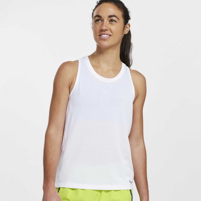 Saucony Stopwatch Singlet Dame Hvite | NORGE OMNCPK